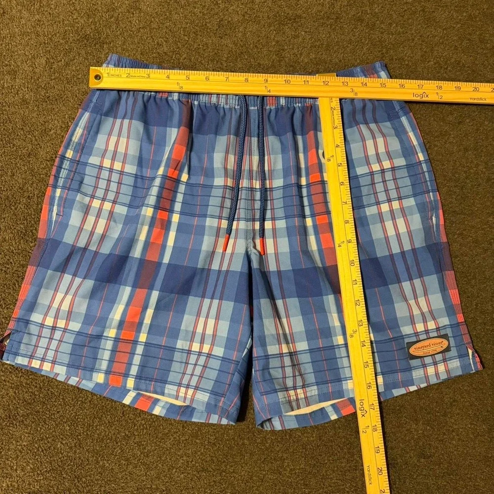 Vineyard Vines Plaid Chappy Swim Trunks Size M Preppy Outdoor Vacation